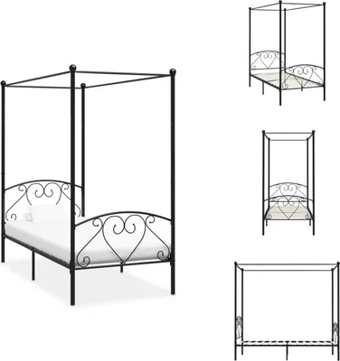 Immagine prodotto di vidaXL Struttura letto a baldacchino in metallo nero 90 x 200 cm - Letti e strutture letto