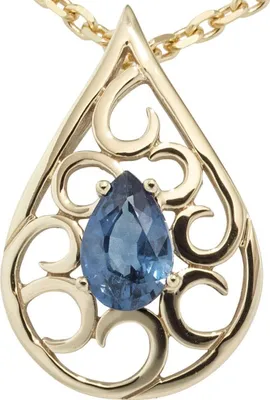 Produktbild von Anhänger Tropfen mit Safir Saphir balu 585 Gold Gelbgold Halsschmuck Damen