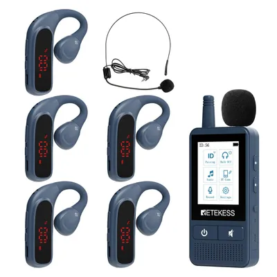 Produktbild von Retekess TT133 Tour Guide System mit Touchscreen, 150 m, 12 h, DSP-Geräuschunterdrückung, Bluetooth, Audio System für VIP-Touren Museumsbesuch