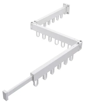 Zdjęcie produktu dla Omgoods - Suszarka do ubrań, oszczędzająca miejsce - Montaż na ścianie - Aluminium - 128 cm - 18 haczyków - Składana - Nadaje się do balkonu/łazienki - Suszarka do prania