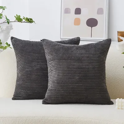 Immagine prodotto di Set di 2 federe per cuscini grandi - Cuscini decorativi grigio scuro per divano e soggiorno