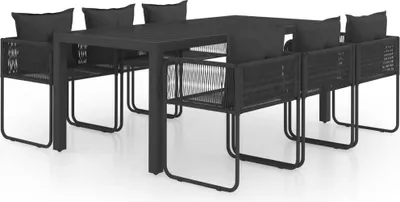 Produktbild von vidaXL 7-tlg. Garten-Essgruppe PVC Rattan Schwarz
