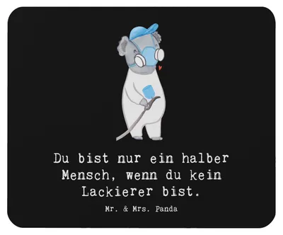 Produktbild von Mr. & Mrs. Panda Mouse Pad Lackierer Herz - Schwarz - Geschenk, Witzig, pc mousepad, mausteppich, Ausbildung, computer, Lustig, Mauspad, Spruch