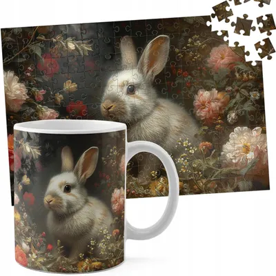 Image de Zestaw Kubek + Puzzle 110El - Zwierzęta Królik