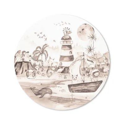 Produktbild von MuchoWow® Mauspad Mousepad Strand - Kinder - Leuchtturm - Alpaka - Meer - Tiere 20x20 cm - Mousepads - Maus Mat - Pad - Mausunterlage - Schreibtischmatte