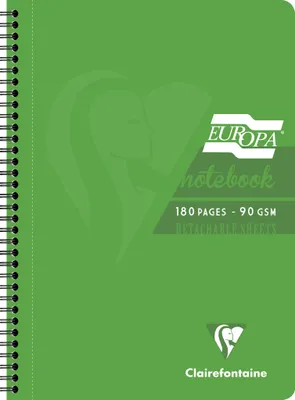 Produktbild von Clairefontaine 5x Spiralbuch A4, 90 Blatt liniert mit Rand Grün 5800Z