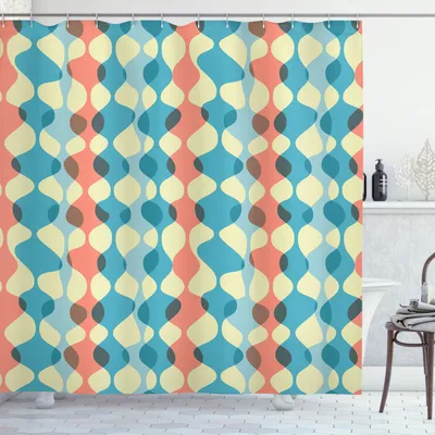 Immagine prodotto di ABAKUHAUS Tenda da doccia astratta, disposizione verticale con colori vintage Stile retrò Motivo a strisce curve, 175 x 240 cm, multicolore