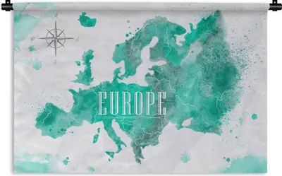 Produktbild von MuchoWow® Wandteppich Wandbehang Aquarell - Weltkarte - Europa 60x40 cm Tapisserie Dekoration Wandtuch - Wanddekorationen