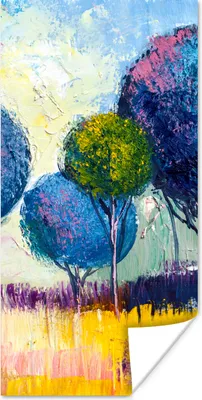 Produktbild von MuchoWow® Poster Gemälde - Ölfarbe - Baum - Natur 20x40 cm - Plakat - Foto