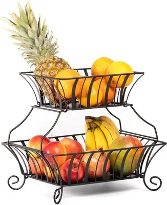 Image de Corbeille à fruits noire, 38,5 x 32,7 x 35,5 cm