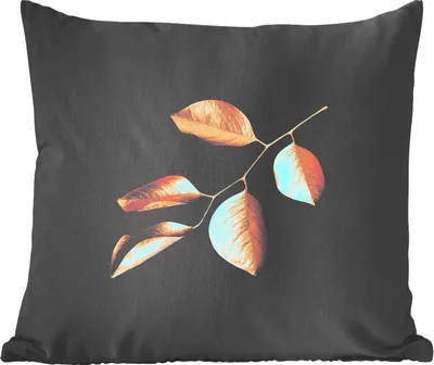 Produktbild von MuchoWow® Zierkissen Sofakissen Wohnzimmer Dekokissen 45x45 cm Blätter - Zweig - Gold - Luxus - Schlafpolster - Polster für das Sofa