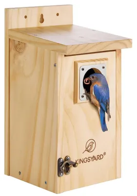 Produktbild von Holz-Vogelhaus mit Raubtierschutz für Blaukehlchen und Meisen, Blau