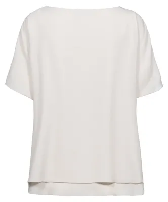 Immagine prodotto di Frank Walder, camicia da donna color crema con effetto multistrato e taglio kimono