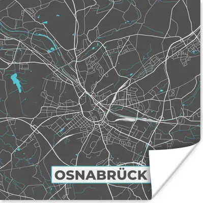 Produktbild von MuchoWow® Poster Stadtplan - Deutschland - Blau - Osnabrück - Karte 50x50 cm - Wohnzimmerdekoration