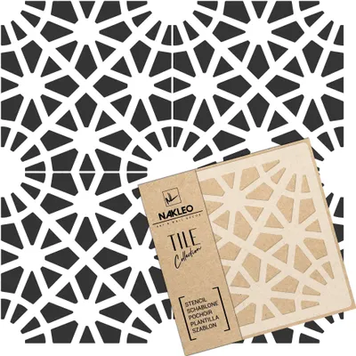 Produktbild von Tile Fliesen Schablone zum Malen 30x30 cm, Bairro Spanische Maurische Blume Marokkanisch, Kunststoff Wiederverwendbare Bodenschablone DIY