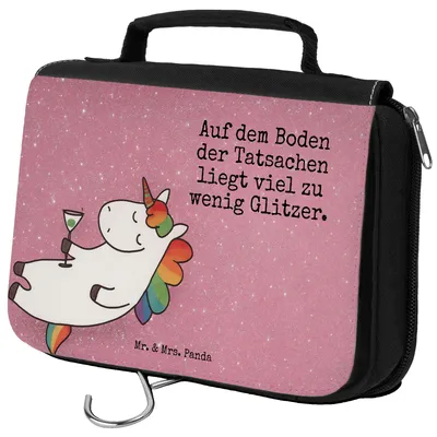 Produktbild von Mr. & Mrs. Panda kulturtäschchen Einhorn Cocktail Design - Weiß - Geschenk, beautycase, kosmetiktäschchen, Cuba Libre, Unicorn, Geburtstag, Necessaire, Kulturbeutel, Rum