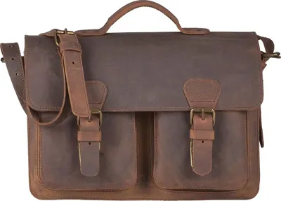 Produktbild von Ruitertassen kleine Aktentasche 38cm Herren Damen Leder Schultasche ranger braun Lehrertasche 2 Fächer