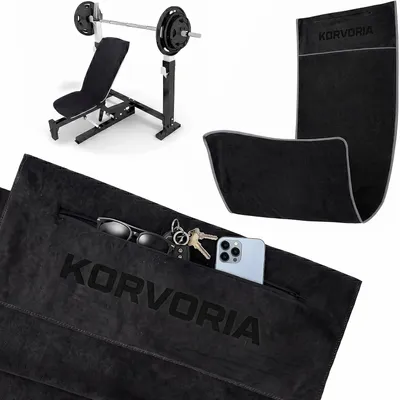 Obrázek produktu pro Fitness ručník z mikrovlákna, rozměry 120 x 50 cm, s kapsou na zip a kapucí, vhodný do posilovny