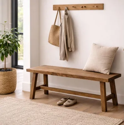 Produktbild von Teak Sitzbank GEMI 90cm Natural recyceltes Teakholz Massivholz