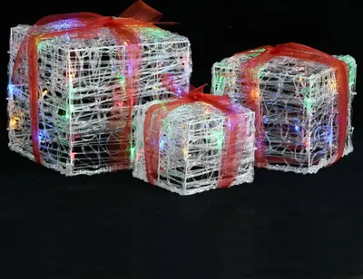 Obrázok produktu pre vidaXL LED darčekové krabičky 3 ks Vianočná dekorácia Viacfarebné