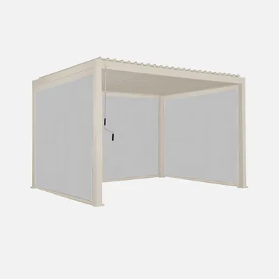Immagine prodotto di Pergola bioclimatica 3x4m in alluminio + 2 tende da 3m + 1 tenda da 4m , Beige