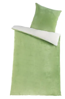 Produktbild von Malika Mikrofaser-Cashmere-Touch-Bettwäsche 2-teilig, 135 × 200 + 80 × 80 cm, Beige-Grün