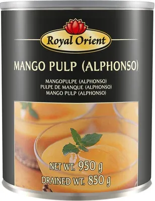 Produktbild von ROYAL ORIENT Mango Püree Alphonso 850g | Mango Pulp | Gesüßtes Mangofruchtmark