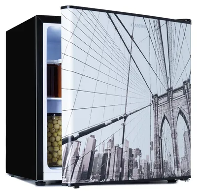 Image de KLARSTEIN CoolArt - Combiné réfrigérateur-congélateur, réfrigérateur avec 2 niveaux de refroidissement, façade design, thermostat avec 5 niveaux, 0 à 10 ° C, capacité 45 litres - design grande ville