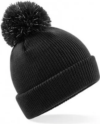 Immagine prodotto di Berretto riflettente per bambini Beechfield con pompon PC3345 (taglia unica) (nero)