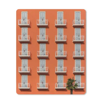 Produktbild von MuchoWow® Mauspad Mousepad Tür - Balkon - Architektur - Palme - Orange 30x40 cm - Mousepads - Maus Mat - Pad - Mausunterlage - Mausmatten