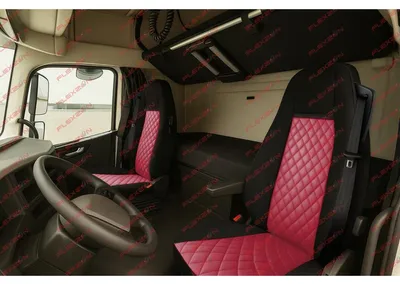 Produktbild von FLZ.TAP1207SSG Komplettset 1+1 Sitzbezüge aus Kunstleder für VOLVO FH12 EURO 5 2006-2015 - rot-schwarz