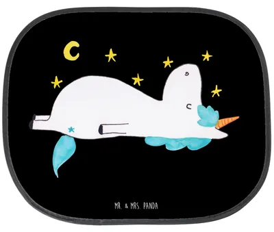 Produktbild von Mr. & Mrs. Panda Sonnenschutz für Auto Einhorn Sternenhimmel - Schwarz - Geschenk, Verrückt, Autoscheiben, Autoscheibe, Einhörner, Unicorn, Sonnenblende, Sterne