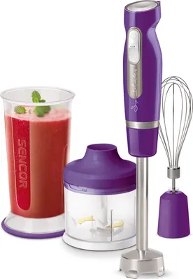 Produktbild von SENCOR SHB 4465VT-EUE3 Tyčový mixér, 6 nerezových nožů s titanovým nástřikem a Funkcí ICE Crash, 1000 W, Nádoba 700 ml s víčkem, 500 ml sekáček, šlehací metla