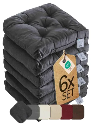 Image de Coussin d'assise Coussin de chaise Indoor & Outdoor 6er Set 42x42 cm - Anthracite - etérea Heidi Stuhl Kissen Auflage