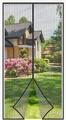 Obrázek produktu pro Síť proti hmyzu, balkonové dveře, 90 x 220 cm, silné magnety, bez vrtání, síť proti hmyzu, balkonové dveře, obývací pokoj, terasové dveře, bez řezání, černá
