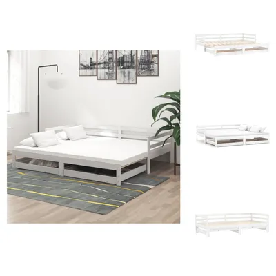 Obrázok produktu pre vidaXL Rozkladacia denná posteľ 2x(90x200) cm biela z masívneho borovicového dreva - Postele a rámy postelí