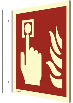 Produktbild von Dreifke® Fahnenschild Brandmelder ISO 7010, Kunststoff, nachleucht., 160-mcd,...