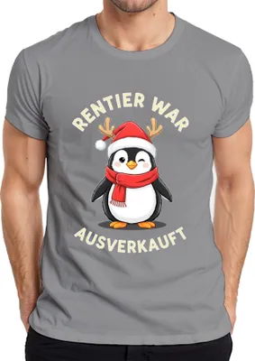 Produktbild von Rentier war t Pinguin Weihnachten lustig Geschenk Herren T-Shirt, Grau, S