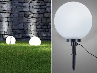 Produktbild von LED Kugelleuchte für den Garten mit Strom, Leuchtkugeln Wegbeleuchtung, Ø40cm