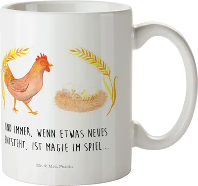 Produktbild von Mr. & Mrs. Panda Haferl Huhn Stolz - Weiß - Geschenk, Spruch, Kindertasse, Plastikbecher, Kunststoffbecher, Bauernhof, Landwirtin, Mehrwegbecher, Henkelbecher, Hof, Eier