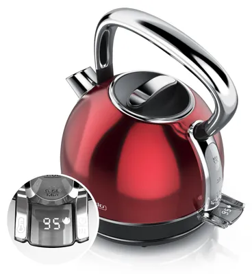 Productafbeelding van Arendo waterkoker met temperatuurregeling, 1,7 liter, 2200 W, roestvrij staal, retro design, oververhittings- en droogkookbeveiliging, zwart