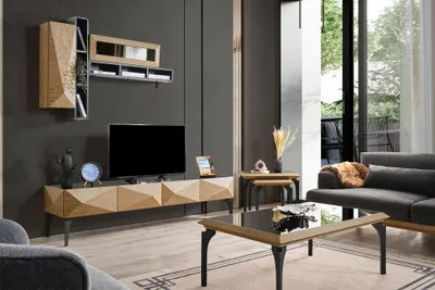 Immagine prodotto di Elegantes Wohnzimmer TV-Set Beiges Lowboard Couchtische 4-tlg.