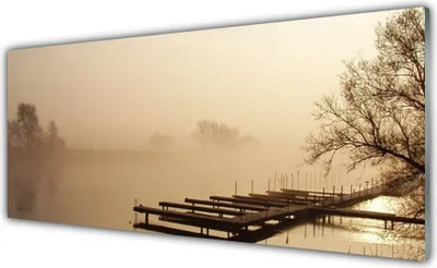 Produktbild von Acrylglasbilder 125x50 Wandbild Druck Brücke Wasser Nebel Landschaft