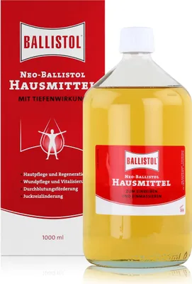 A bottle of Ballistol Neo-Hausmittel and its packaging are shown against a white background.
