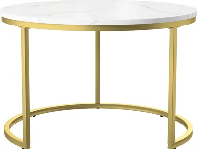 Produktbild von Couchtisch 2er Set, Wohnzimmertisch Marmor Optik, Rund Beistelltisch Satztisch Kaffeetisch mit Metallgestell, Ø 45/70 cm