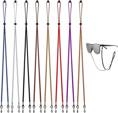 Obrázek produktu pro Nastavitelný popruh na brýle, 8 kusů, s povrchem z mikrovlákna, délka 50 cm, určený pro sportovní brýle