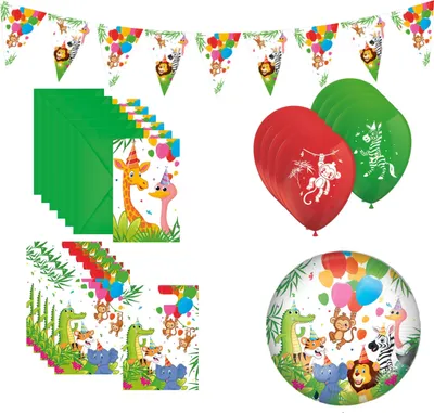 Produktbild von 22-tlg. Dschungel Ballon Party Set für Kindergeburtstag