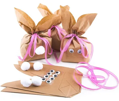 Produktbild von Logbuch-Verlag 10 Ostertüten Osterhasen Tüten in natur braun rosa - Geschenkverpackung Ostern Ostergeschenk - Alternative zum Osternest für Kinder10 Stück