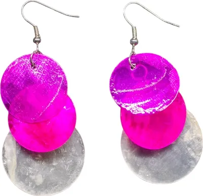 Produktbild von Perlmutt Ohrringe Miniblings Perlmuttscheiben Hippie Boho Pink Weiß