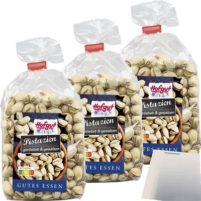 Produktbild von Hofgut Pistazien g+g 3er Pack (3x200g Beutel) + usy Block